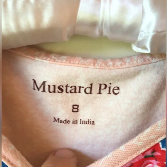 Mustard Pie Long Sleeved Floral Dress Prairie  Girls 8 - Picture 3 of 5